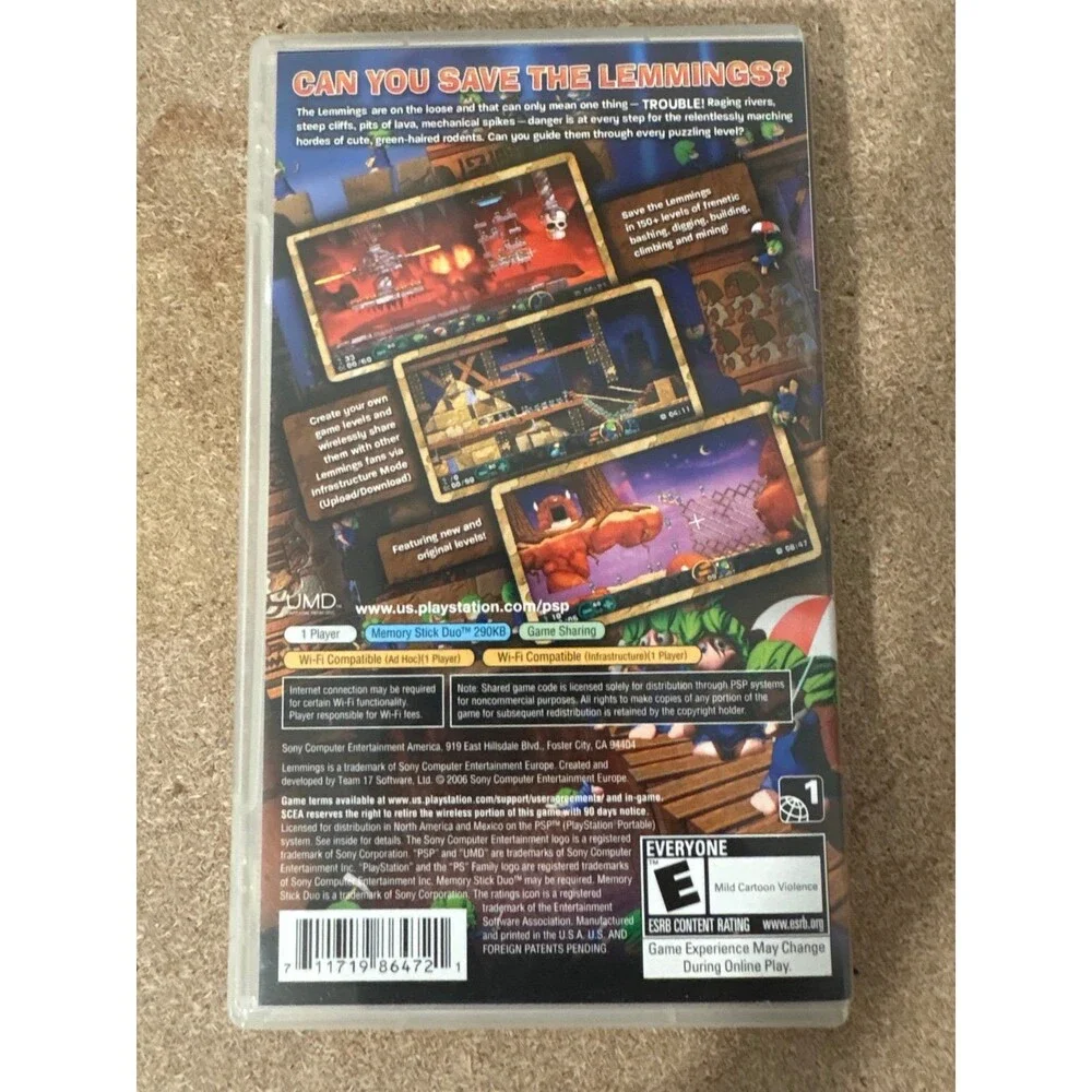 Lemmings CIB (Sony PSP, 2006) Complete With Manual/ Sony Mailer